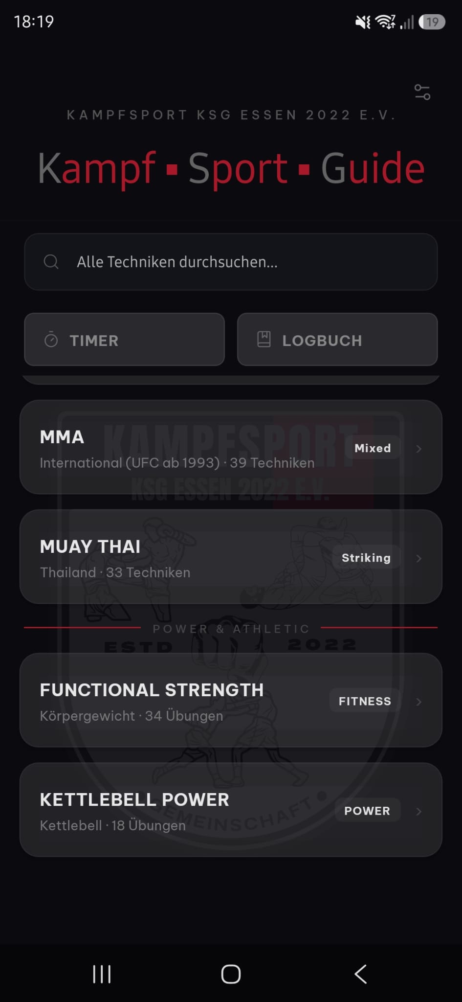 Ansicht der KSG App